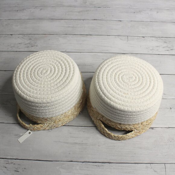 Woven Rope Basket White Natural with Handles - Picture 4 of 5